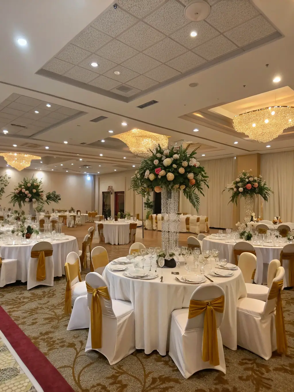 An elegant indoor wedding setting with Sam McCann playing the piano during cocktail hour, creating a sophisticated atmosphere.